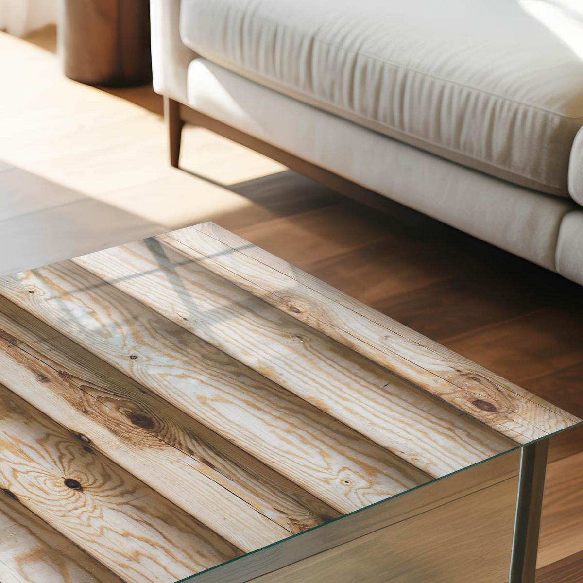 TISCHPLATTE 50x50 cm – Holztexturen - Braun, Glas (0.4/50/50cm) - Wallfluent