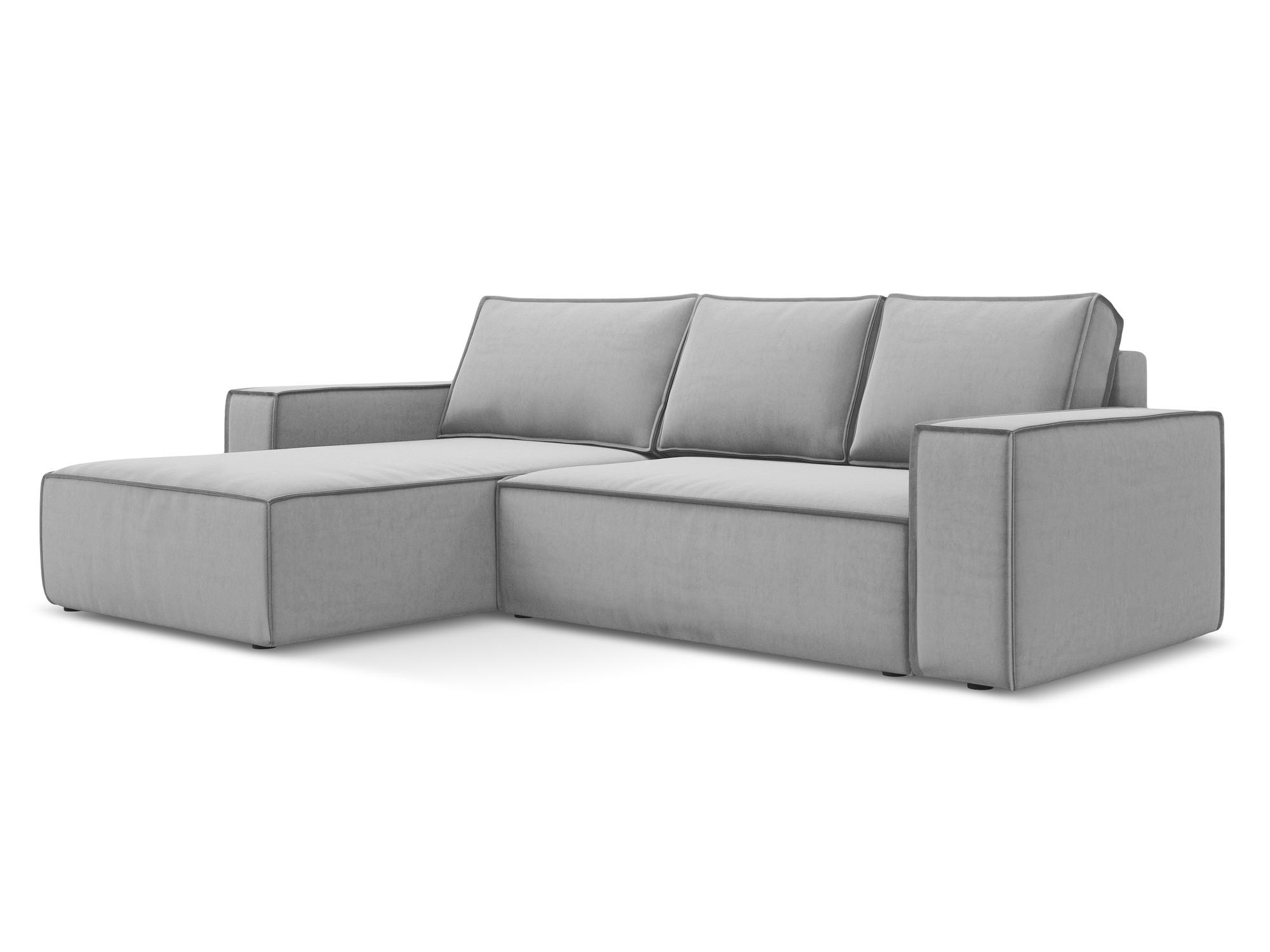 ECKSOFA mit Schlaffunktion Samt Stoff Grau - Schwarz/Grau, Kunststoff/Textil (185/290cm) - Makamii