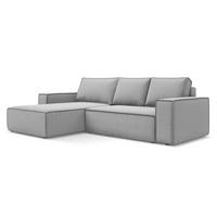 ECKSOFA mit Schlaffunktion Samt Stoff Grau - Schwarz/Grau, Kunststoff/Textil (185/290cm) - Makamii