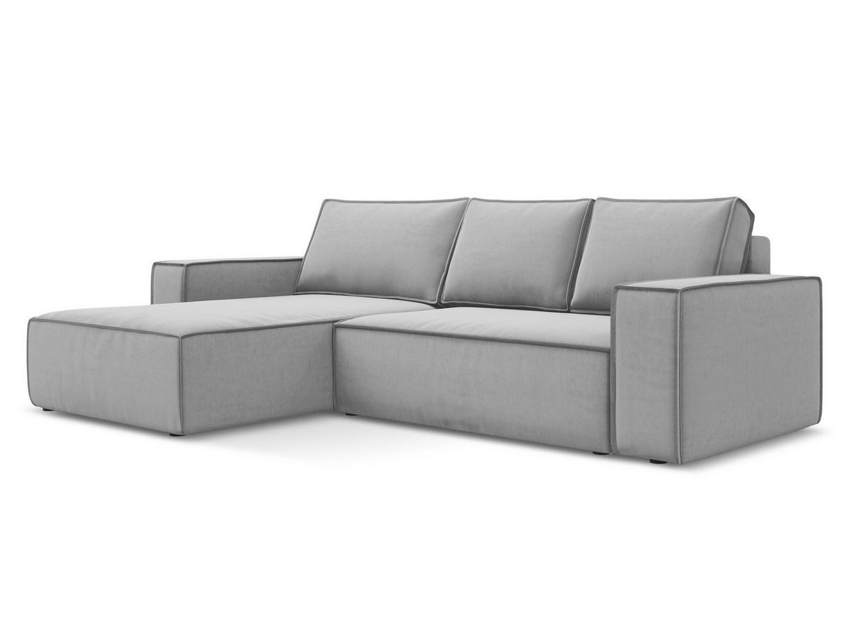 ECKSOFA mit Schlaffunktion Samt Stoff Grau - Schwarz/Grau, Kunststoff/Textil (185/290cm) - Makamii