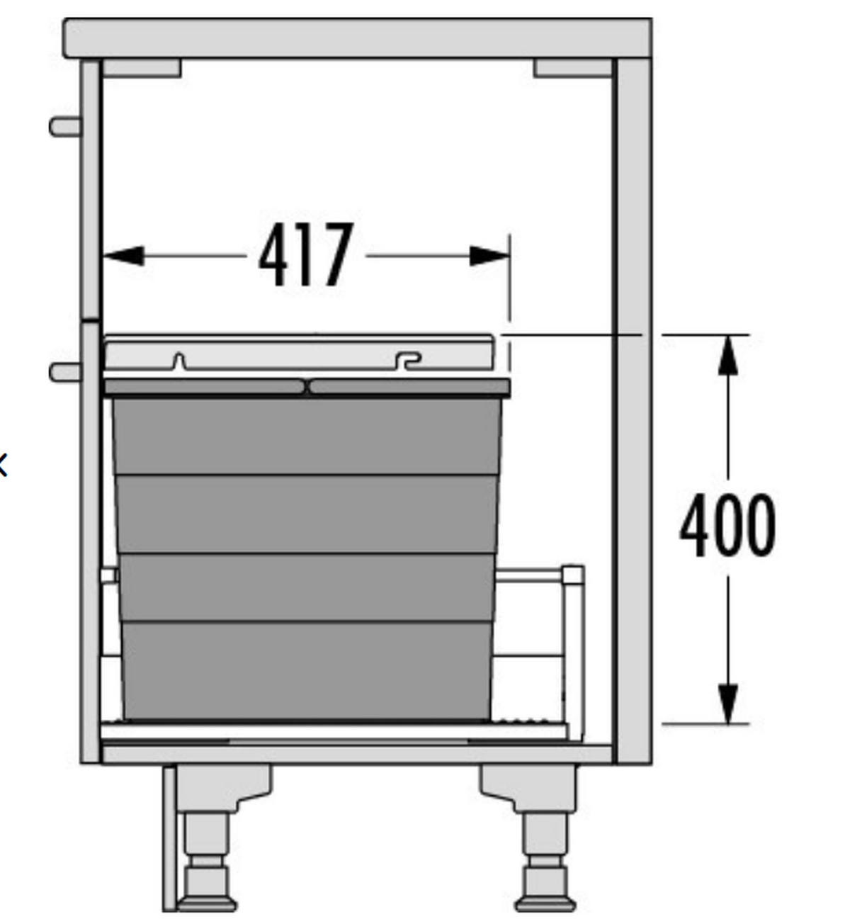HAILO Allegro System Mülleimer Abfall Küche Einbau 60cm Schublade 2x 28 Liter - Grau, Kunststoff (47.6/39.7/47.3cm) - Hailo