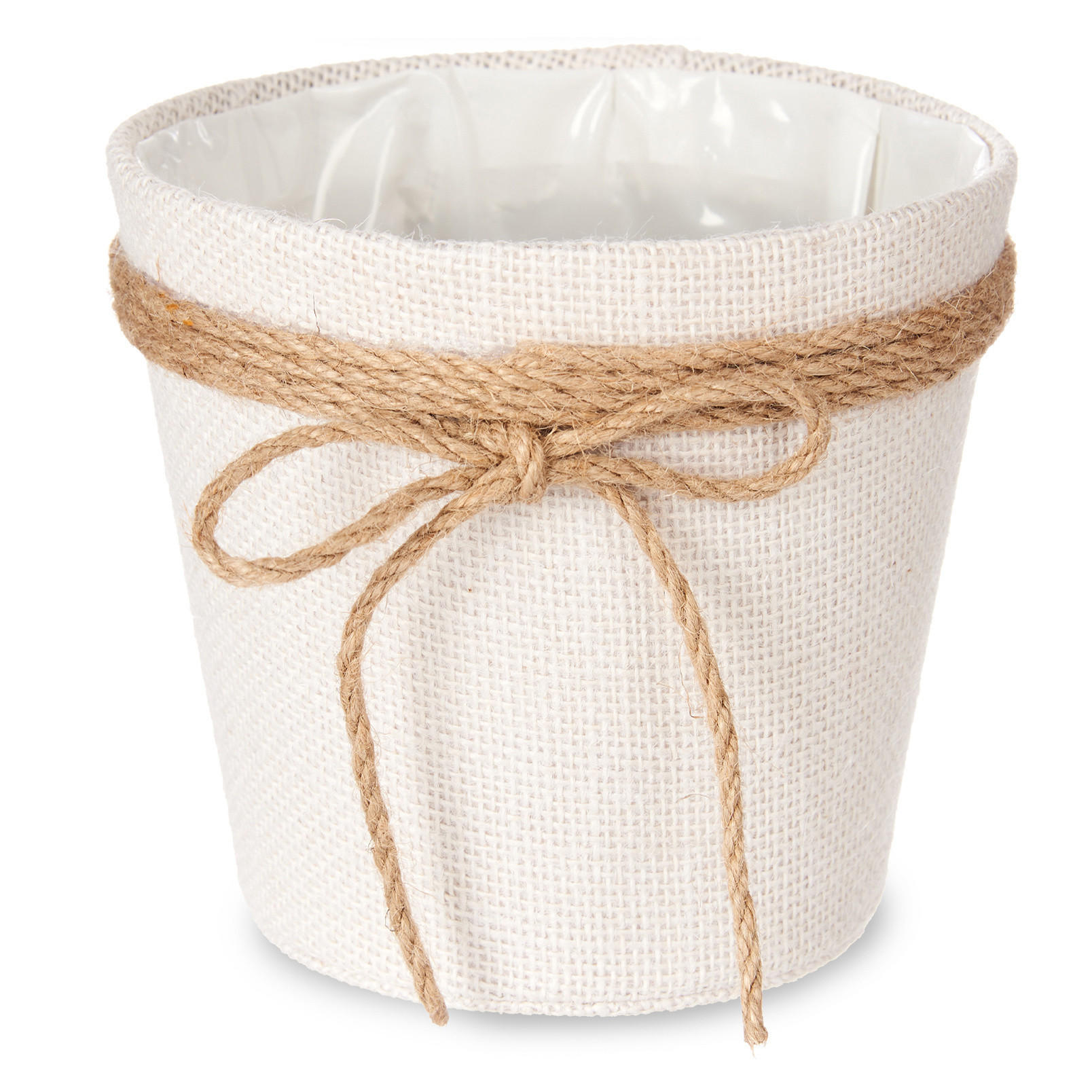 BLUMENTOPF Jute geflochten 16/15 cm - Weiß, Kunststoff (16/15cm) - Ibergarden