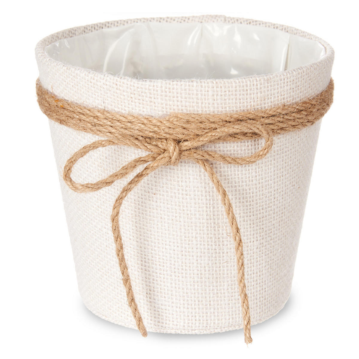 BLUMENTOPF Jute geflochten 16/15 cm - Weiß, Kunststoff (16/15cm) - Ibergarden
