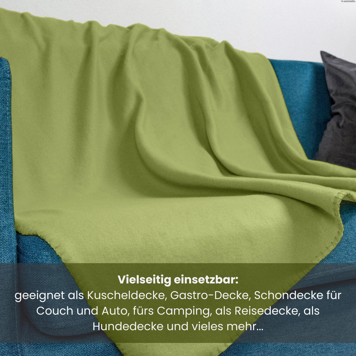 FLEECEDECKE 2er Set grün 130/160 cm Kettelrand Anti-Pilling - Grün, Textil (130/160cm) - wometo