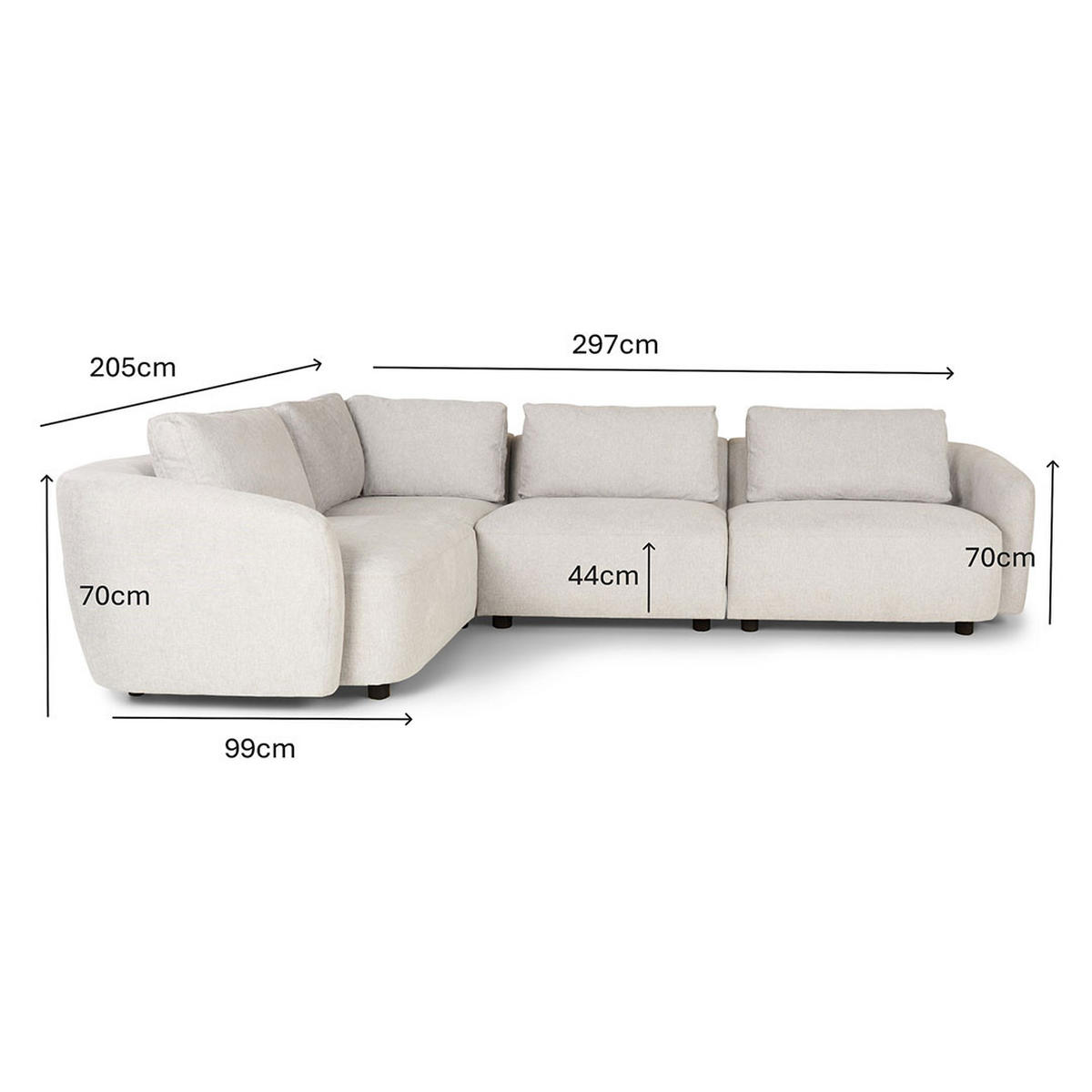 ECKSOFA Bergen Stoff Beige - Beige, Textil (205/297cm) - ebuy24