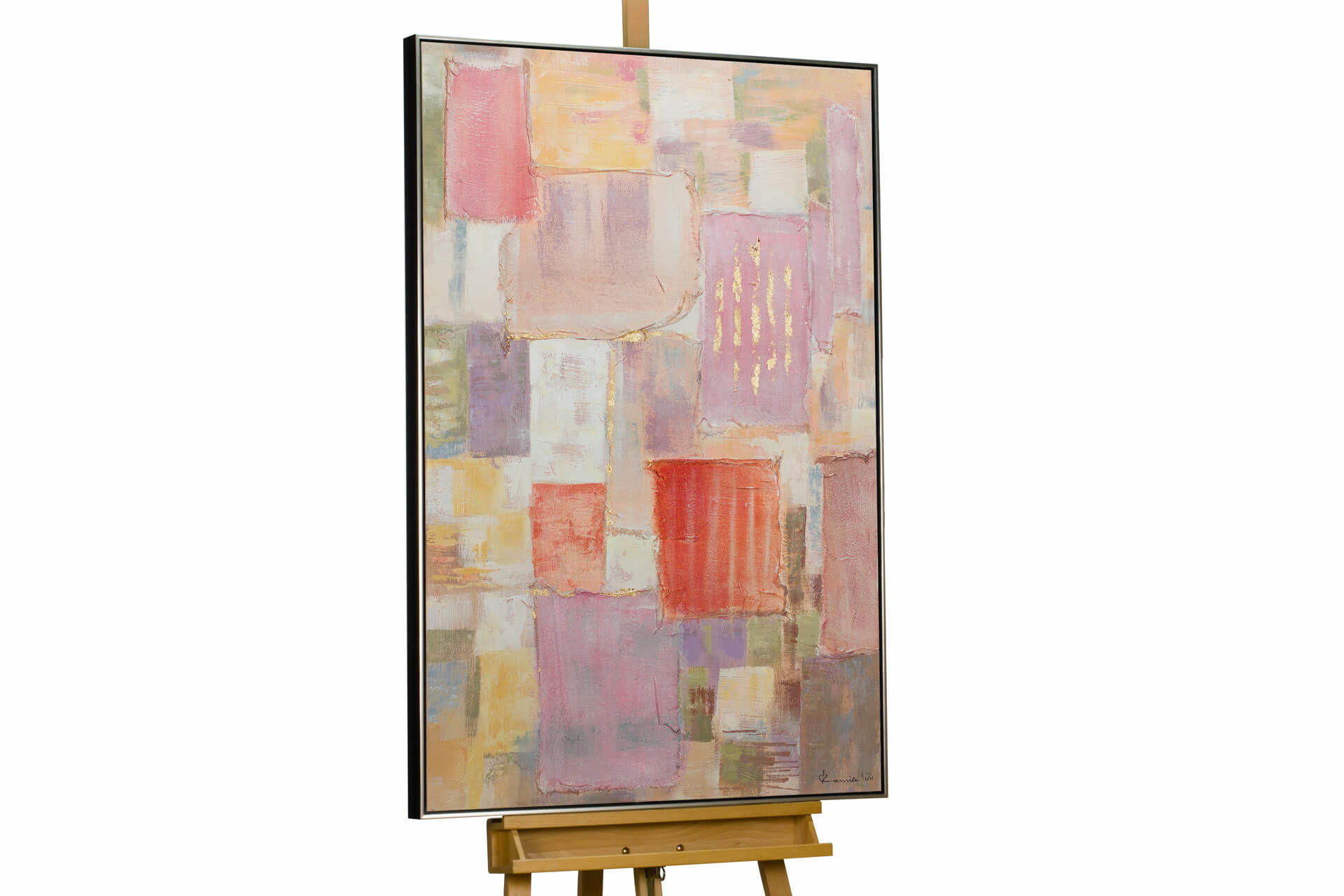 KUNSTLOFT RUČNĚ MALOVANÝ AKRYLOVÝ OBRAZ RŮŽOVÝ/BÉŽOVÝ, 83/123 CM