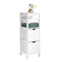 BADEZIMMERSCHRANK Kommode mit 2 Körben Weiß 30x89x30cm - Weiß, Holzwerkstoff (30/90/30cm) - SoBuy