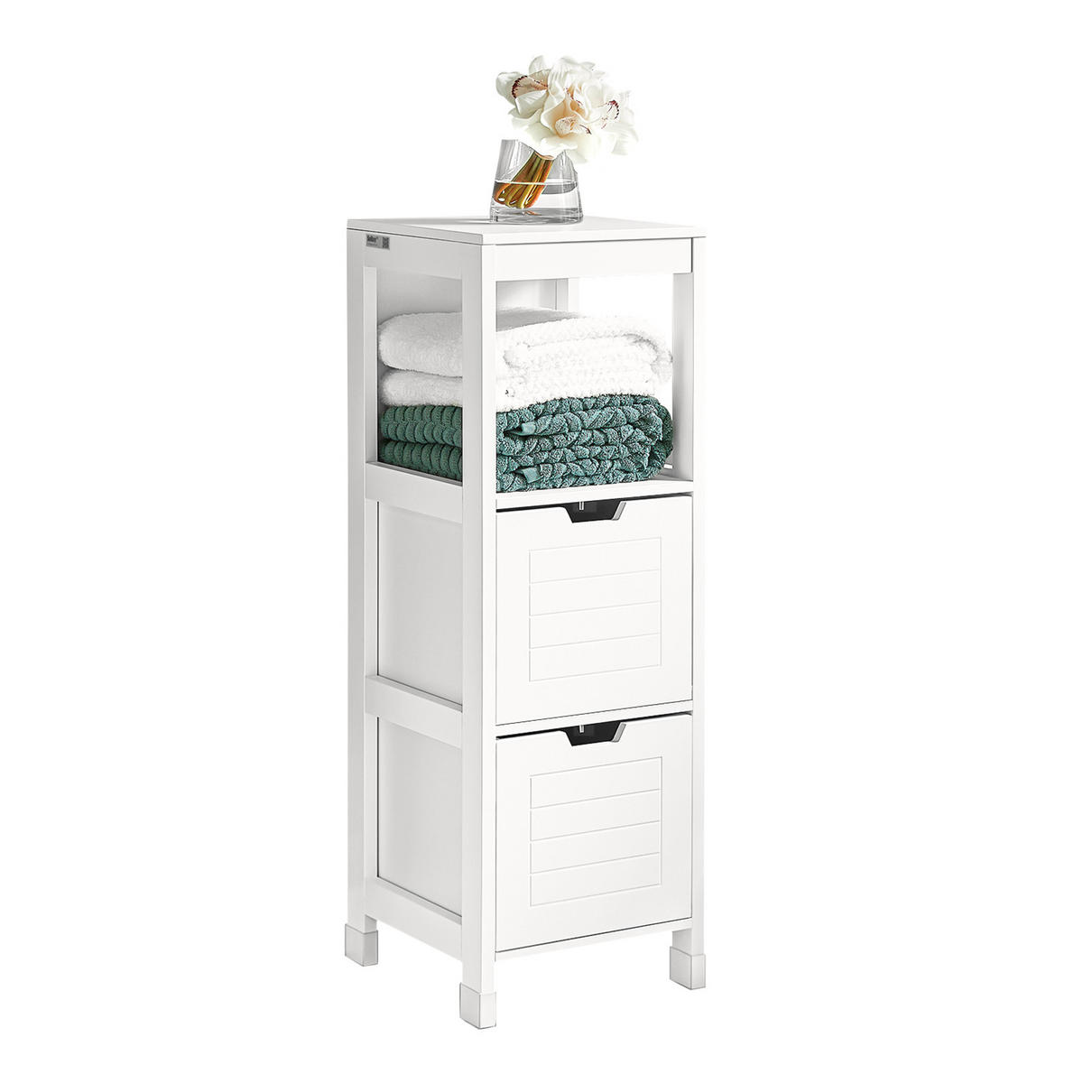 BADEZIMMERSCHRANK Kommode mit 2 Körben Weiß 30x89x30cm - Weiß, Holzwerkstoff (30/90/30cm) - SoBuy