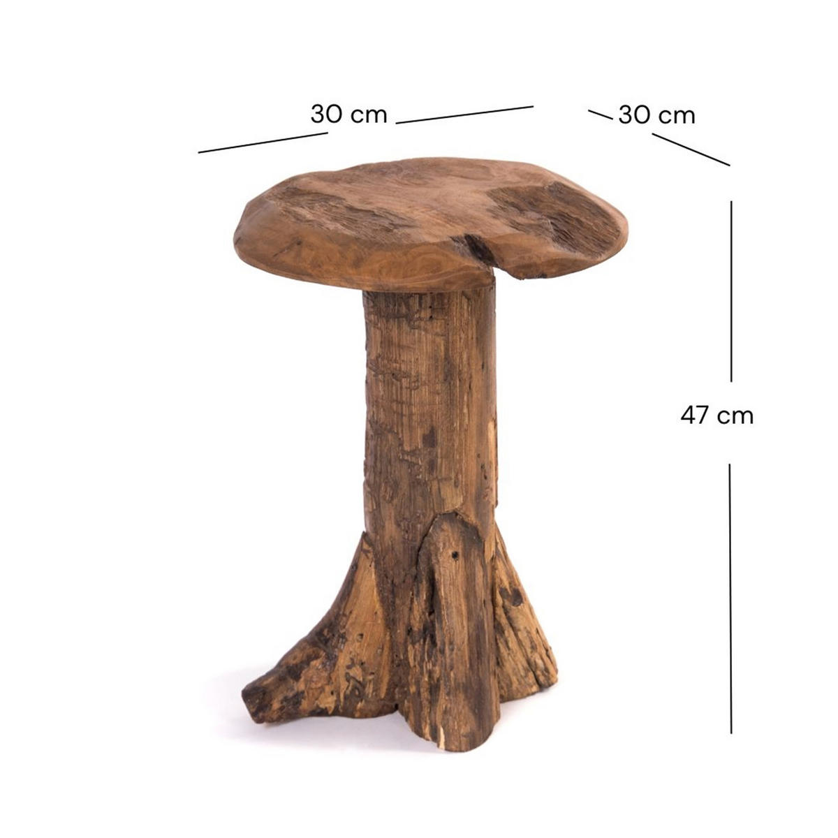 HOCKER Mushroom Teak Wurzelholz massiv naturfarben - Naturfarben, Holz (30/47/30cm) - CREEDWOOD