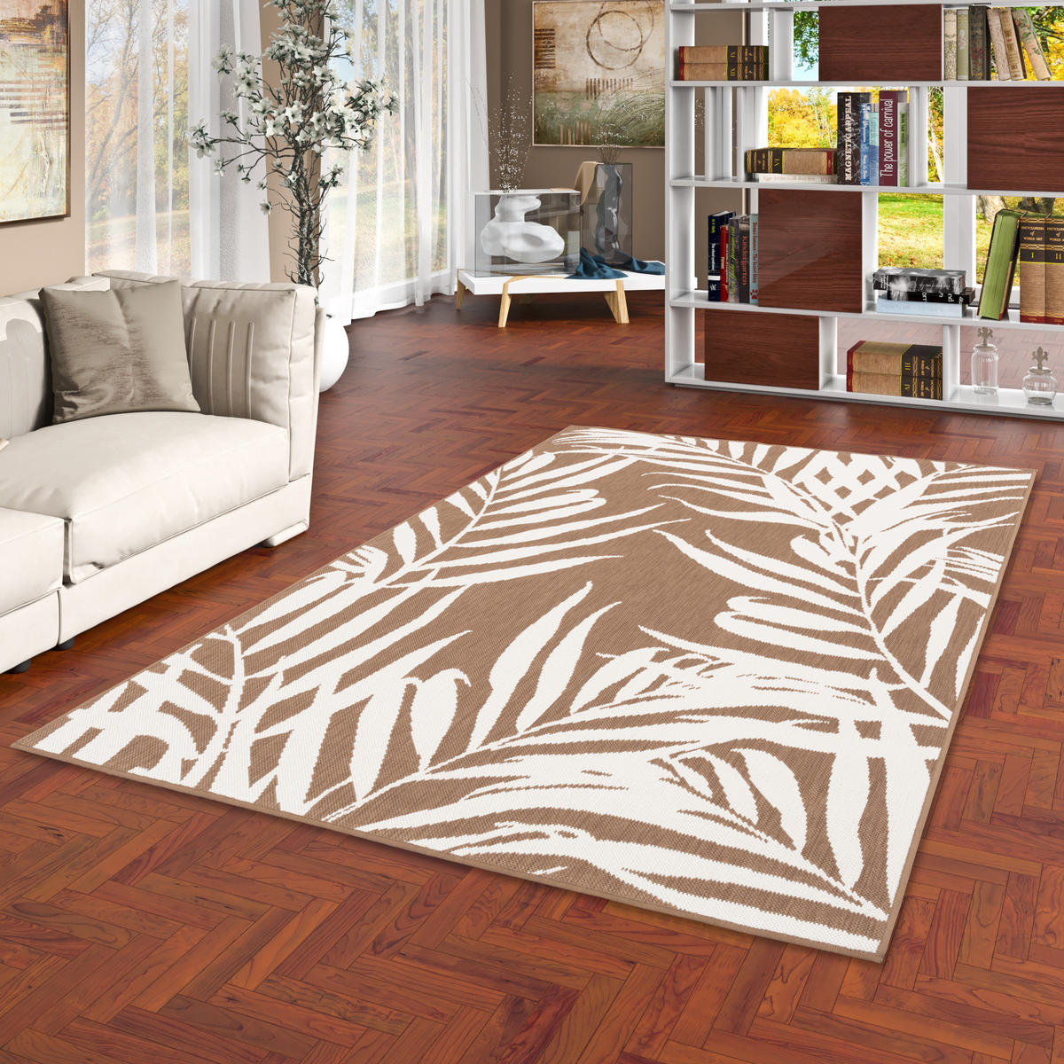 IN- UND OUTDOOR TEPPICH BEIDSEITIG CAPE COD BLÄTTER - Beige/Creme, Textil (120/160cm) - Pergamon