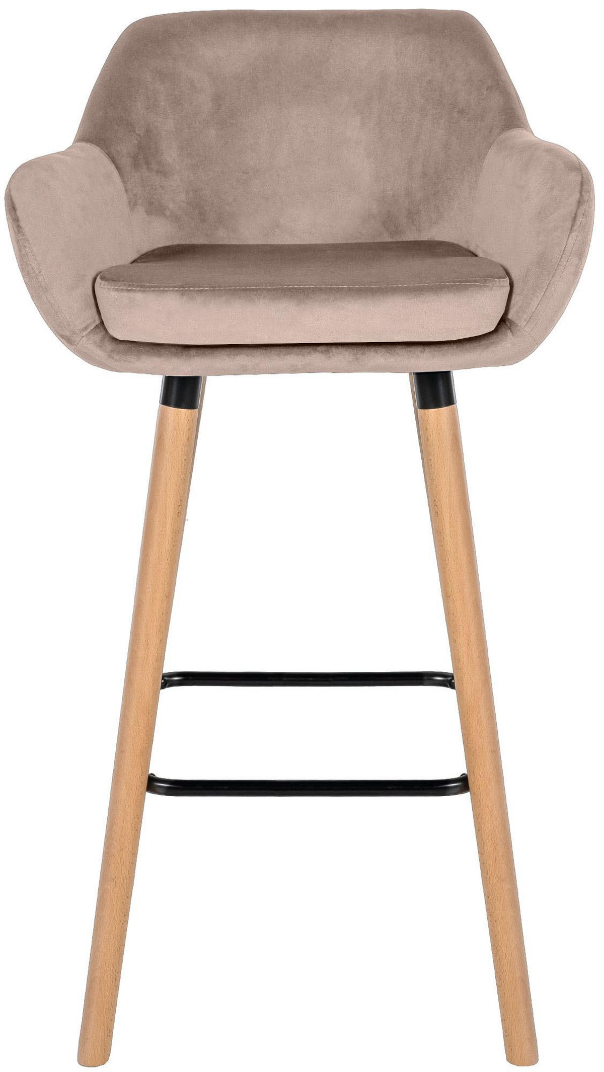 BARHOCKER Samt hellgrau - Eukalyptusholzfarben/Hellgrau, Holz/Textil (51/101/50cm) - CLP