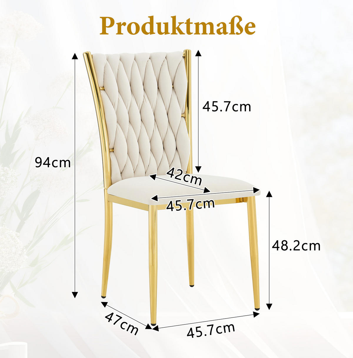 ESSZIMMERSTUHL mit Samtbezug und Metallbeinen Beige Gold - Beige, Metall (45/94/58cm) - Meubliv