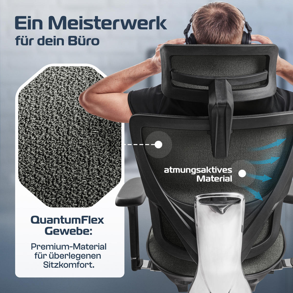 BÜROSTUHL MasterSeat Anthrazit - Anthrazit/Silberfarben, Kunststoff/Textil (70/135/70cm) - Clouvou