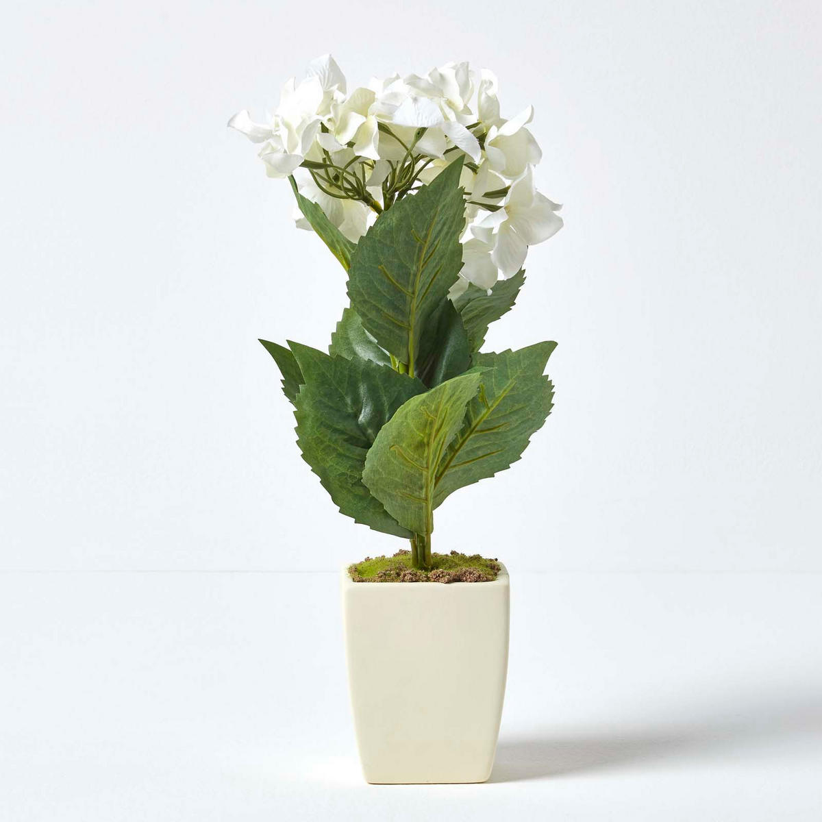 KUNSTBLUME Hortensien creme im Deko-Topf, 38 cm - Creme, Kunststoff (38cm) - Homescapes