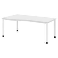 SCHREIBTISCH Serie-H 100/180/74 cm in Weiß/Weiß - Weiß, Holzwerkstoff (100/180/74cm) - bümö
