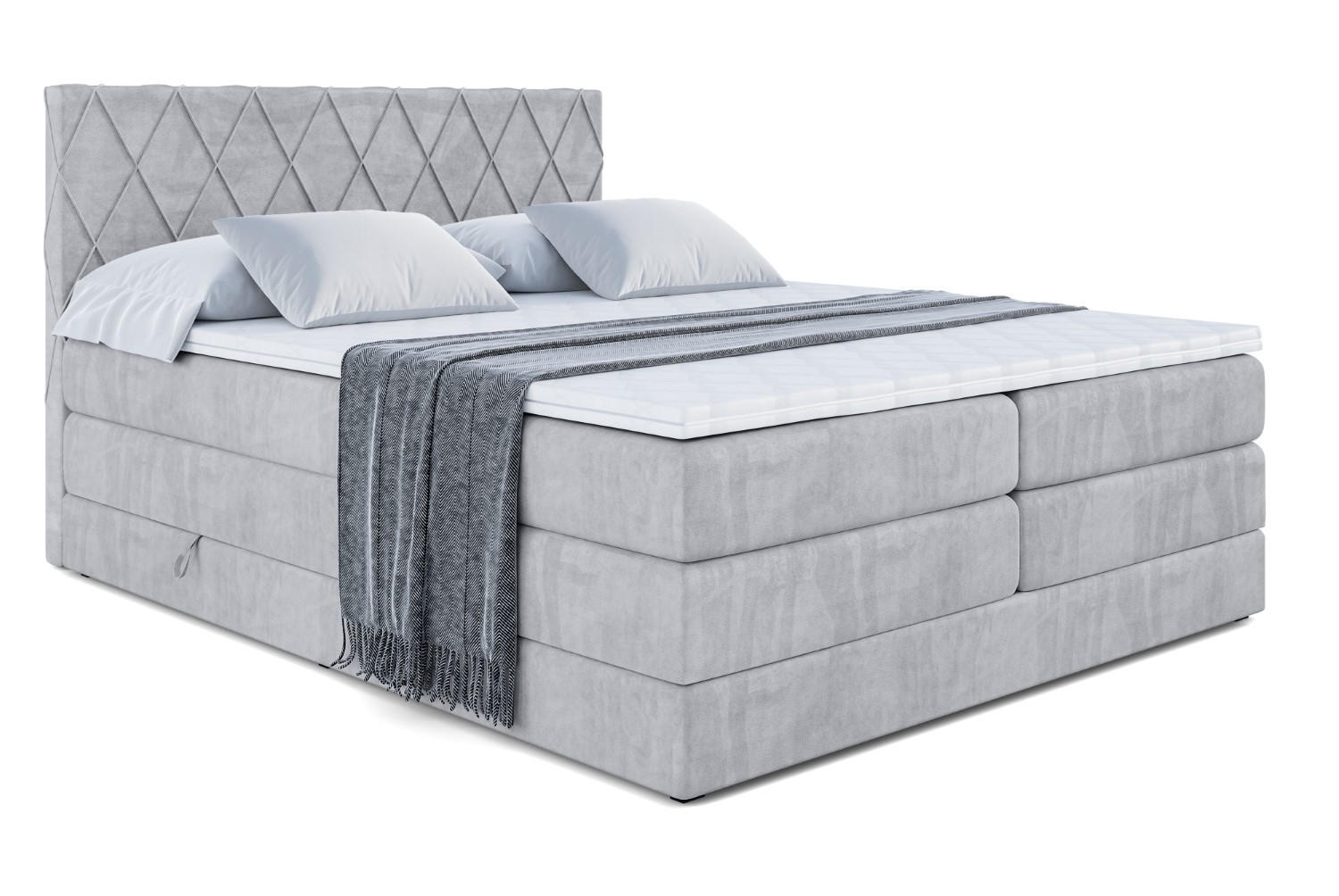 BOXSPRINGBETT LEPARO KING - 140 x 200 - H3/H4 - Hellgrau - Hellgrau, Holzwerkstoff (140/200cm) - ALTDECOR