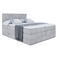 BOXSPRINGBETT LEPARO KING - 140 x 200 - H3/H4 - Hellgrau - Hellgrau, Holzwerkstoff (140/200cm) - ALTDECOR