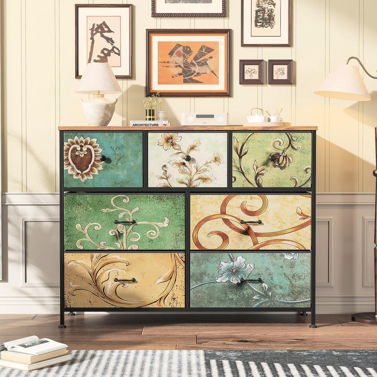 SCHUBLADENSCHRANK mit 8 Stoffschubladen 78x30x100 cm - Multicolor, Holz/Textil (30/78/100cm) - PARAFTA HOME