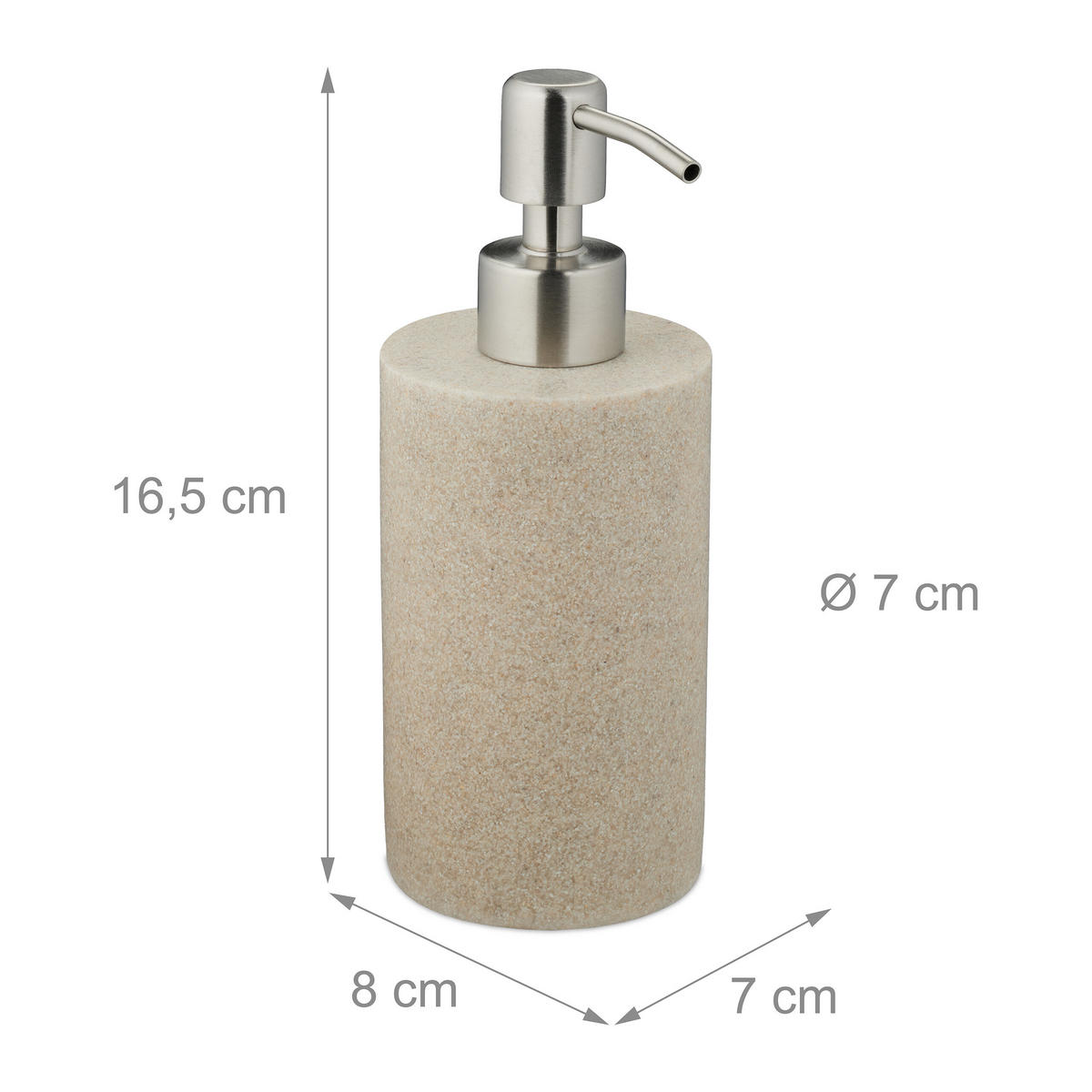 SEIFENSPENDER - Creme, Kunststoff/Metall (7/16.5/8cm) - Relaxdays