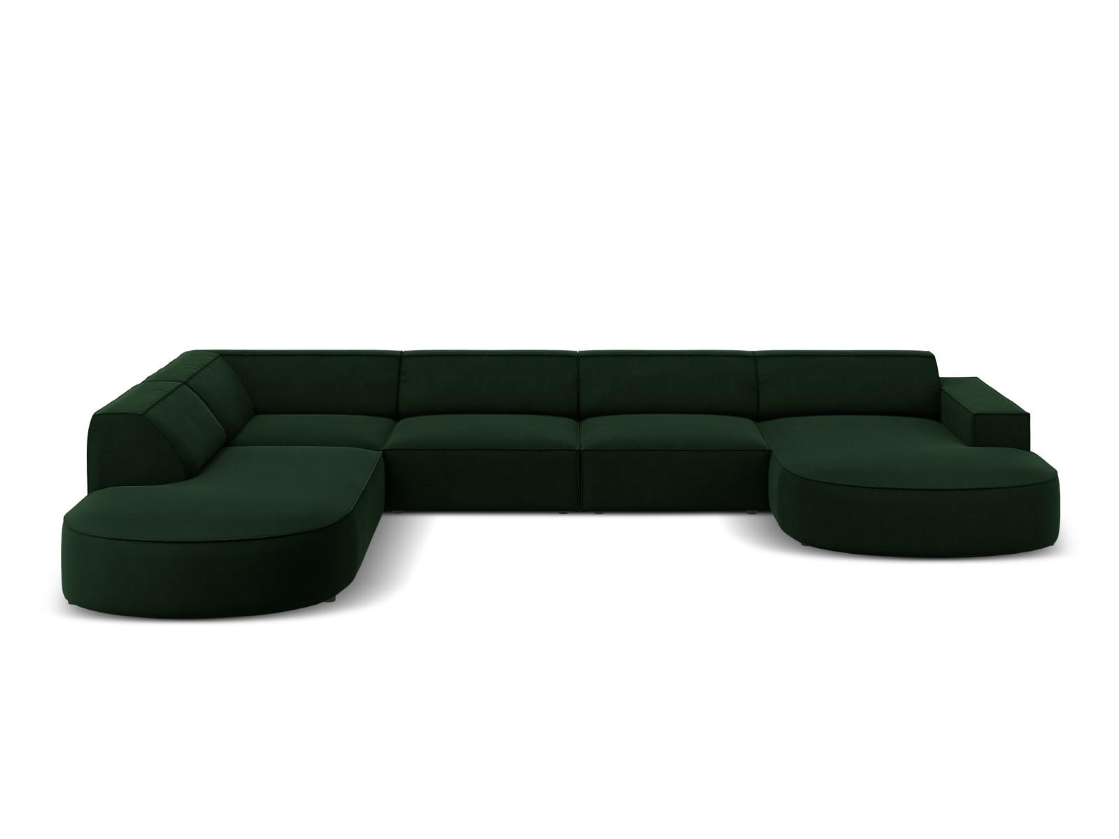 PANORAMASOFA links Jodie aus Samt flaschengrün 7 Sitzplätze - Dunkelgrün, Textil (262/70/364cm) - Micadoni