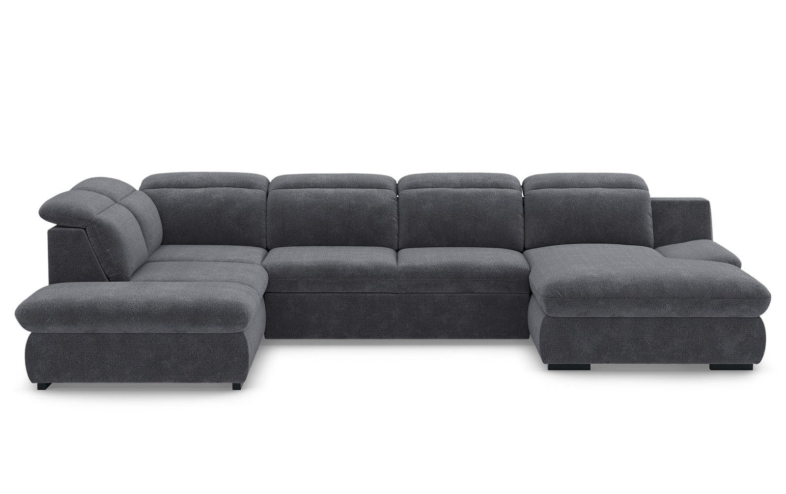 WOHNLANDSCHAFT mit Schlaffunktion und Bettkasten, verstellbare Kopflehnen - Anthrazit/Schwarz, Kunststoff/Textil (341/80/218cm) - Cotta