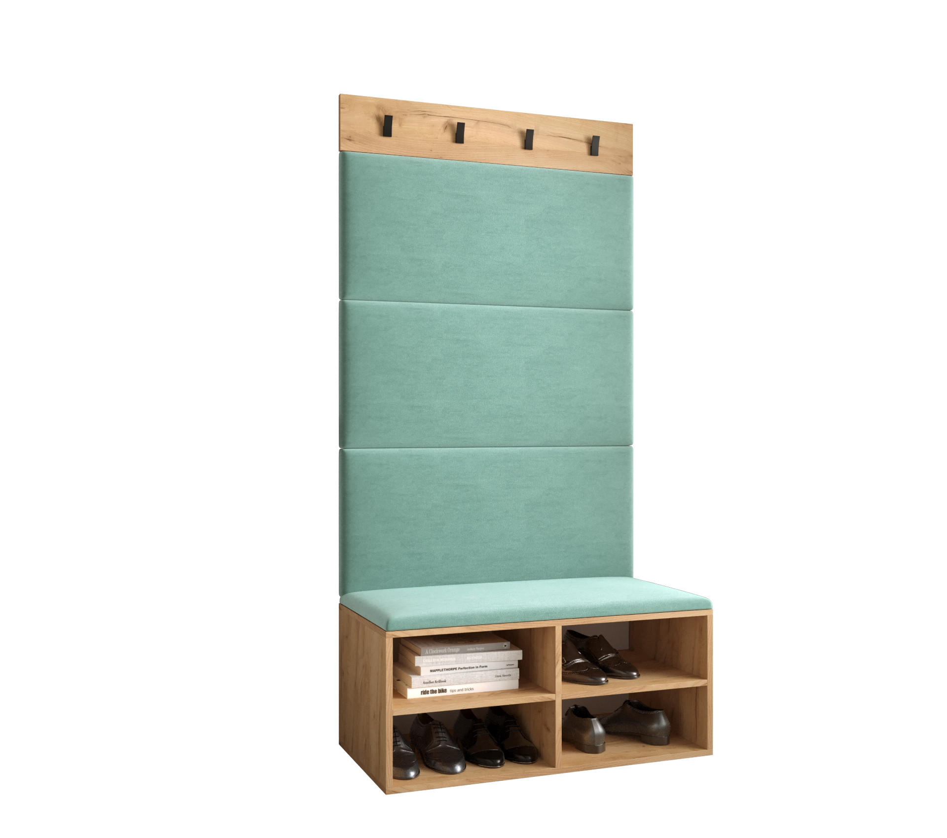 Möbel Kryspol Garderoben-Set Eiche, Mintgrün 84x184x42 cm