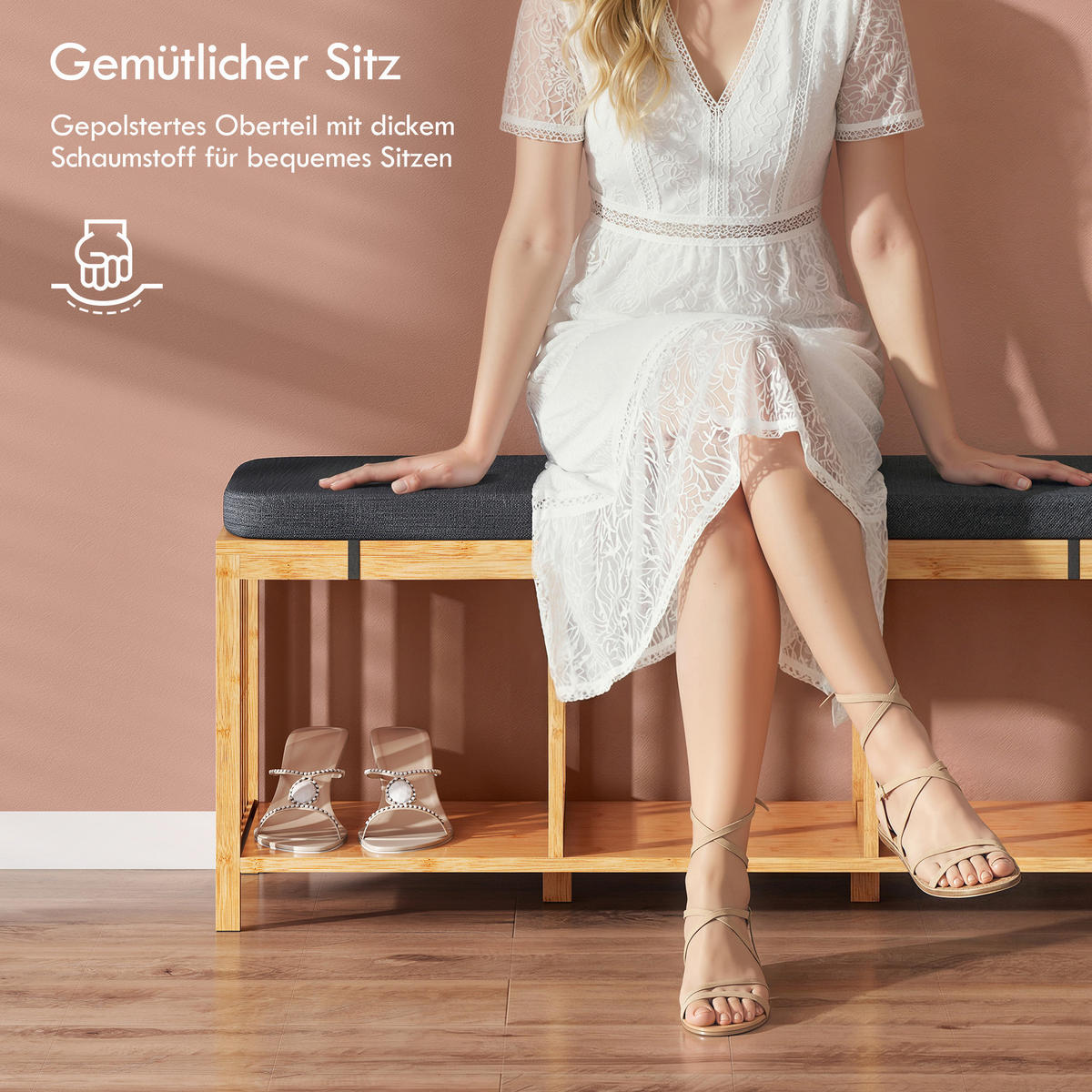 SCHUHBANK Natur 102/33/45 cm - Naturfarben, Holz (102/45/33cm) - PANGIVO