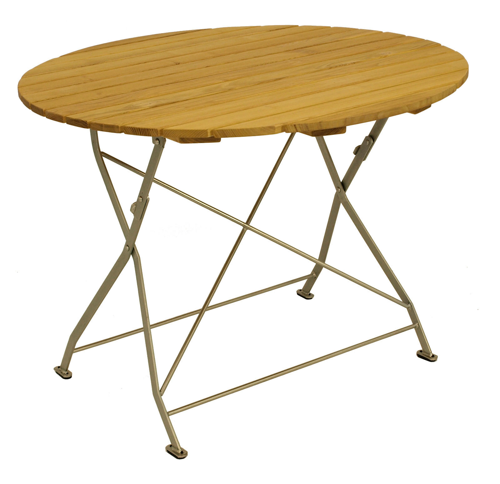 KLAPPTISCH Bad Belzig aus Robinienholz 100 cm rund, Stahlgestell Verzinkt - Braun, Holz (100/100/72cm) - TPFGarden