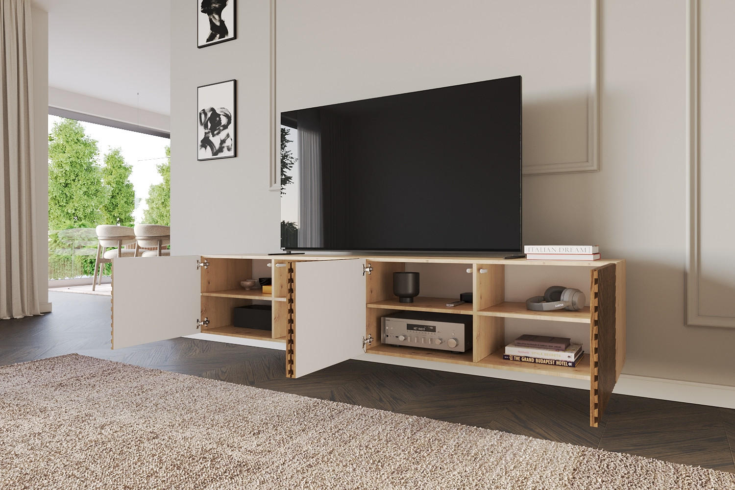 LOWBOARD ZENO-W 2x100x40x41 cm - Artisan / Katania - Eiche Wotan, Holzwerkstoff (200/40/41cm) - ALTDECOR