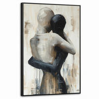 LEINWAND Bilder mit Rahmen - Abstrakt - Liebe - Schwarz und weiß - Modern - 60x90 - Schwarz, Textil (60/90cm) - MuchoWow