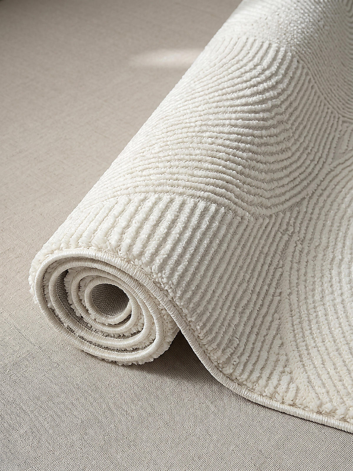 TEPPICH Kurzflor KASOS Waschbar Geometrisch Polyester Creme 80 x 150 cm - Creme, Textil (80/150cm) - KADIMA DESIGN