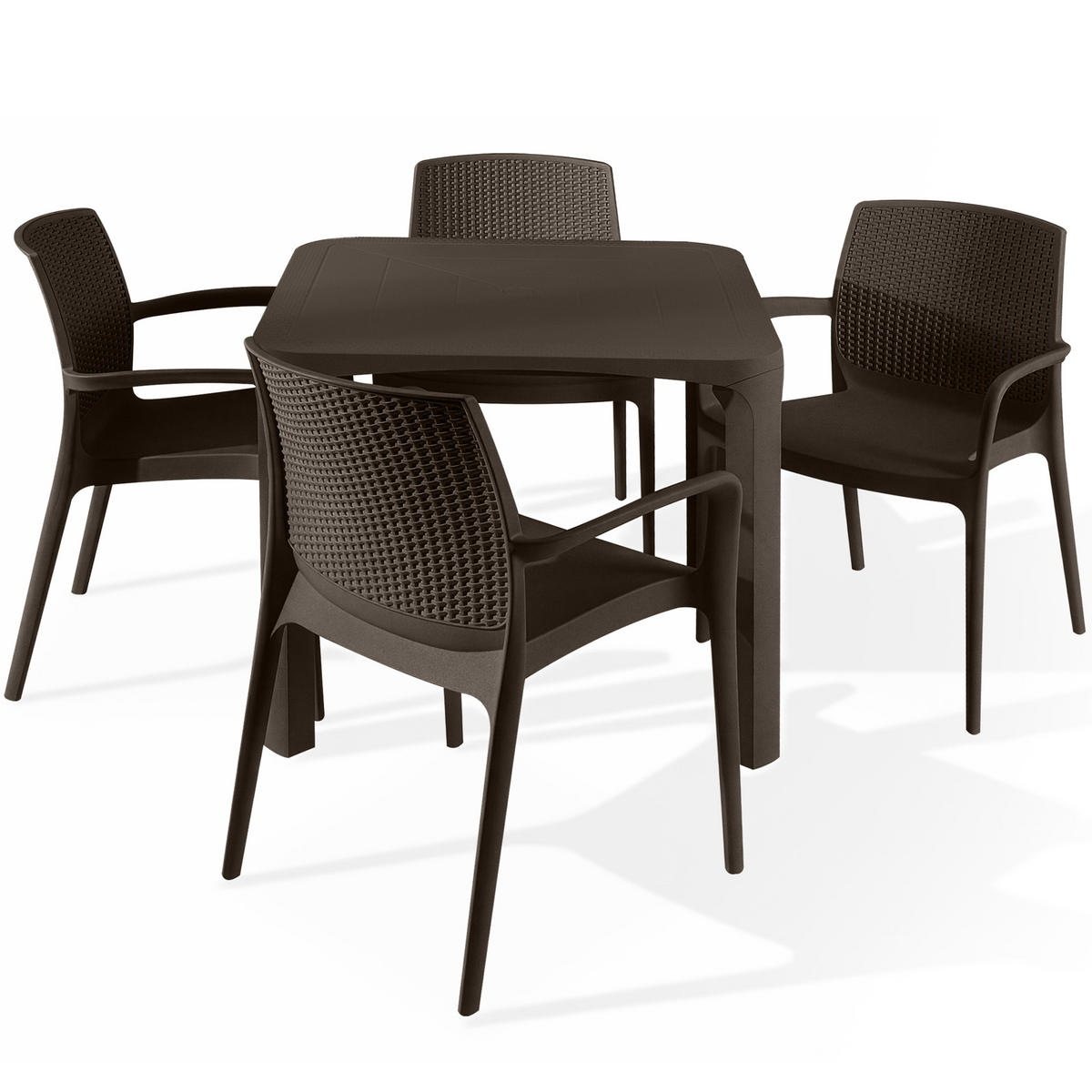 GARTENMÖBEL-SET LEOPSI, RANTU 5-tlg, Braun - Braun, Kunststoff - KONSIMO®