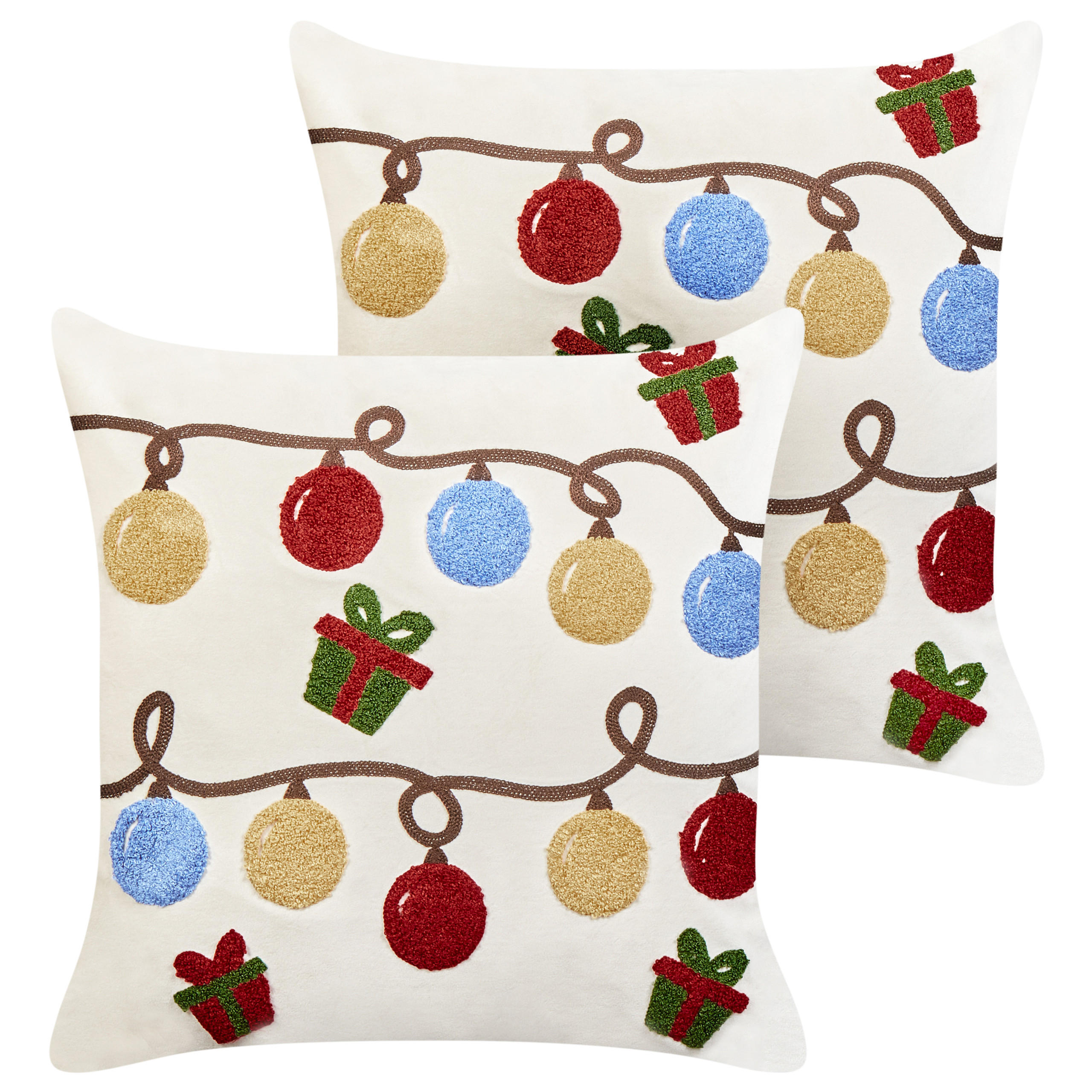 PERNĂ decorativă set de 2 albă crem 45/45 cm Palmier