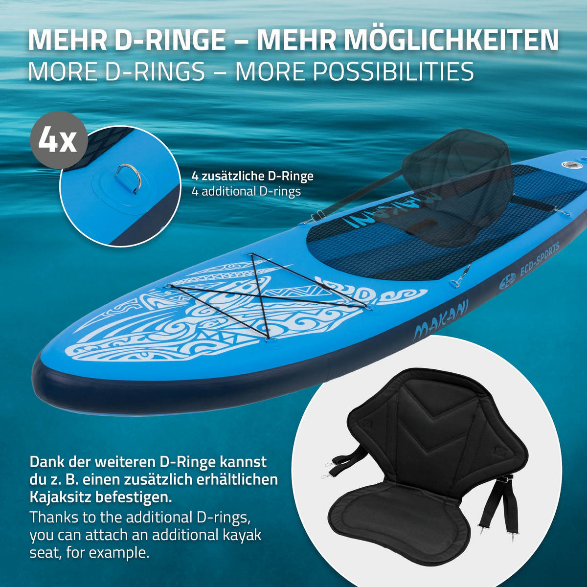 STAND UP PADDLE BOARD Makani Blau - Blau, Kunststoff (320/80/15cm) - ECD-Germany
