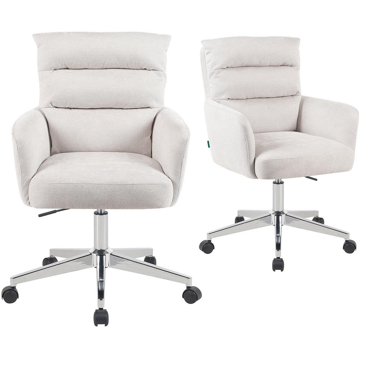BÜROSTUHL Mika-Svenja - Chromfarben/Creme, Textil/Metall (59/91/66cm) - DUBI Möbel