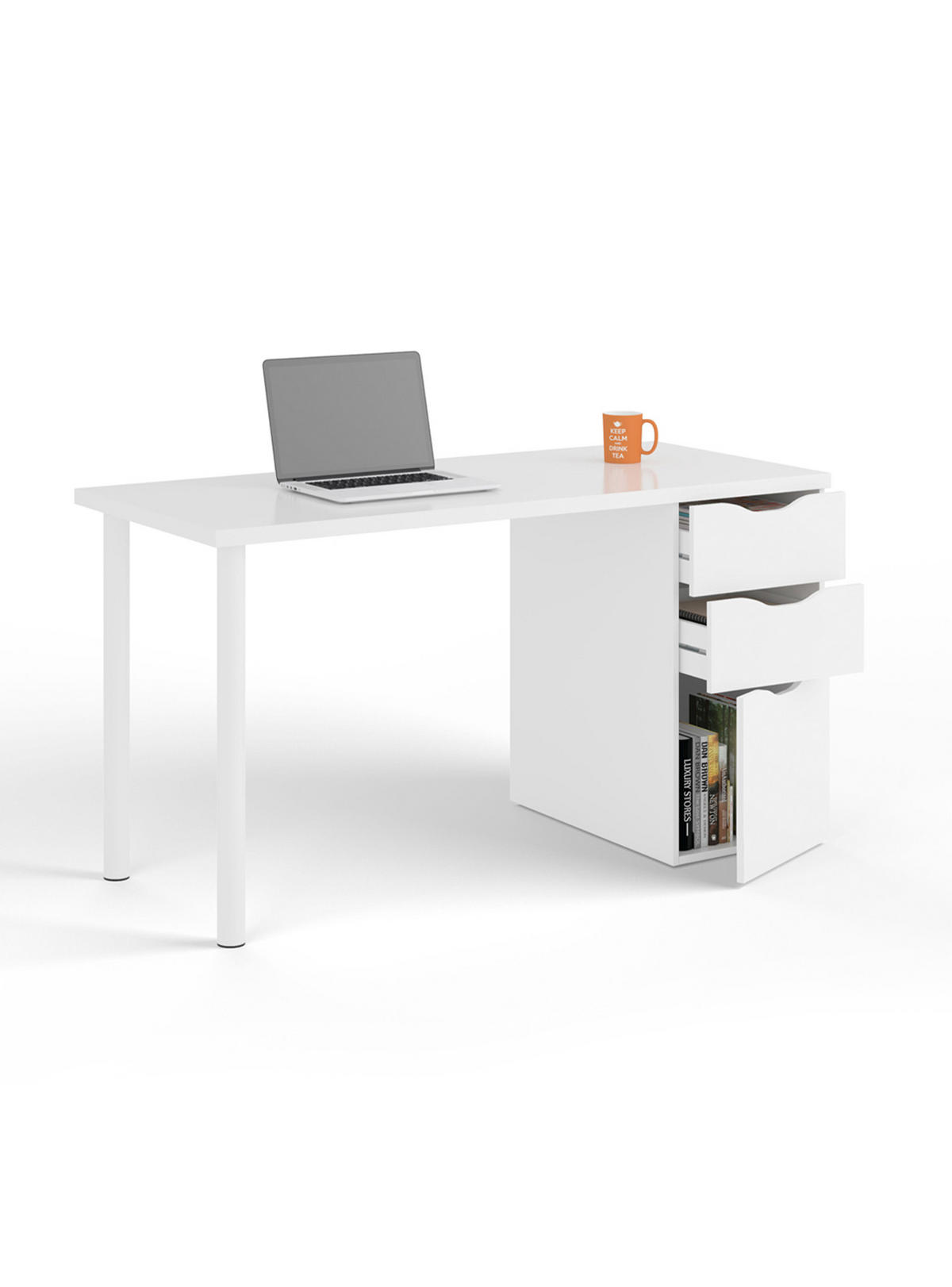 SCHREIBTISCH Weiß 60/138/74 cm - Weiß, Holzwerkstoff (60/138/74cm) - DMORA