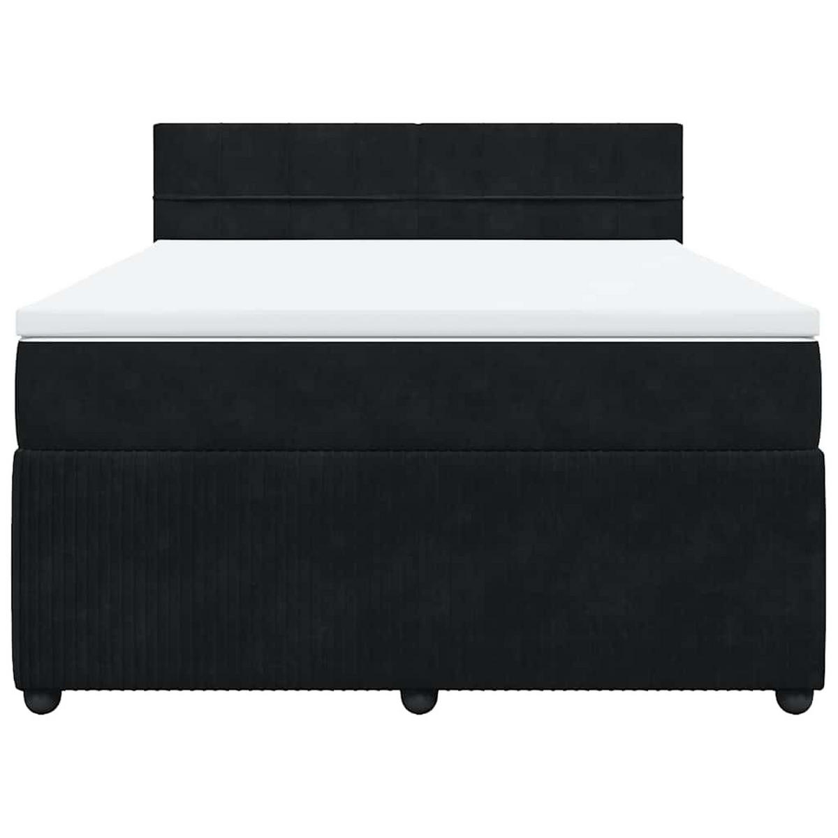 BOXSPRINGBETT Mit Matratze Schwarz 140/200 Cm Samt - Schwarz, Textil (140/200cm) - vidaXL
