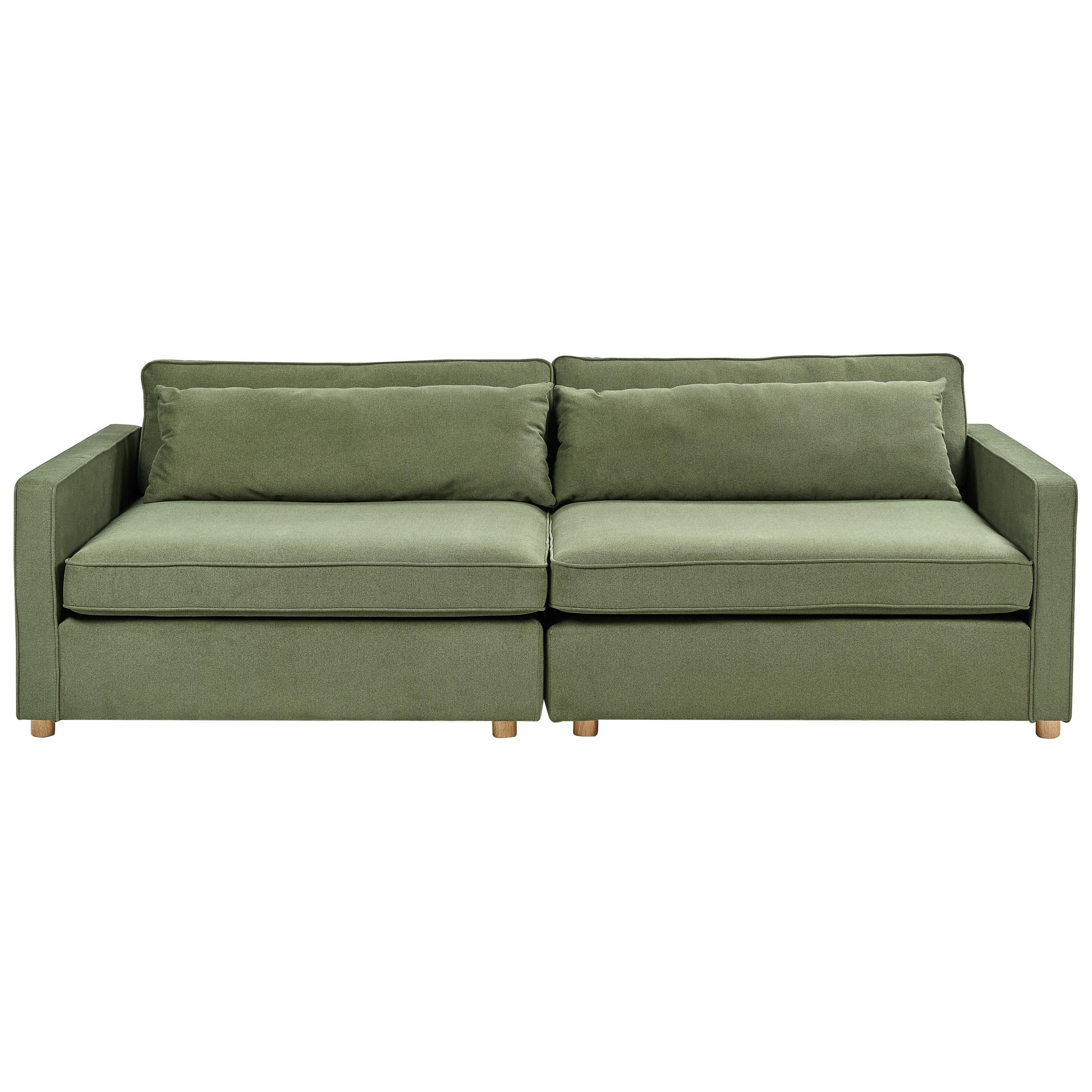 3-SITZER-SOFA grün Vinstra - Hellbraun/Grün, Textil (250/80/125cm) - Beliani