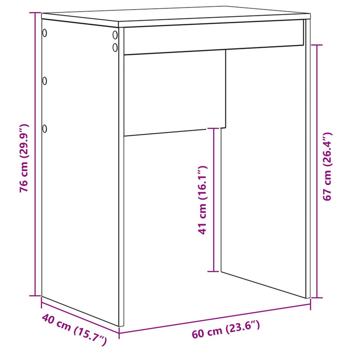 SCHREIBTISCH Weiss 60/40/76 Cm - Weiß, Holzwerkstoff (60/40/76cm) - vidaXL