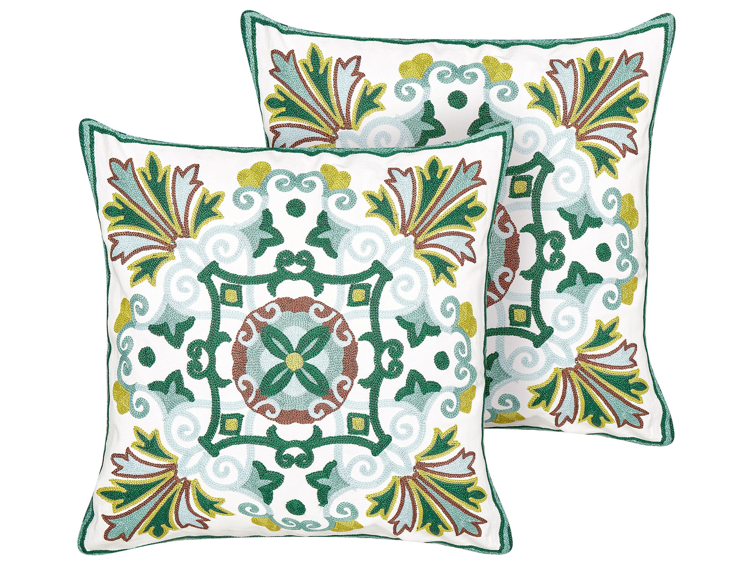 DEKOKISSEN 2er-Set Grün 45/45 cm Elanite - Grün, Textil (45/45cm) - Beliani