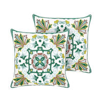 DEKOKISSEN 2er-Set Grün 45/45 cm Elanite - Grün, Textil (45/45cm) - Beliani