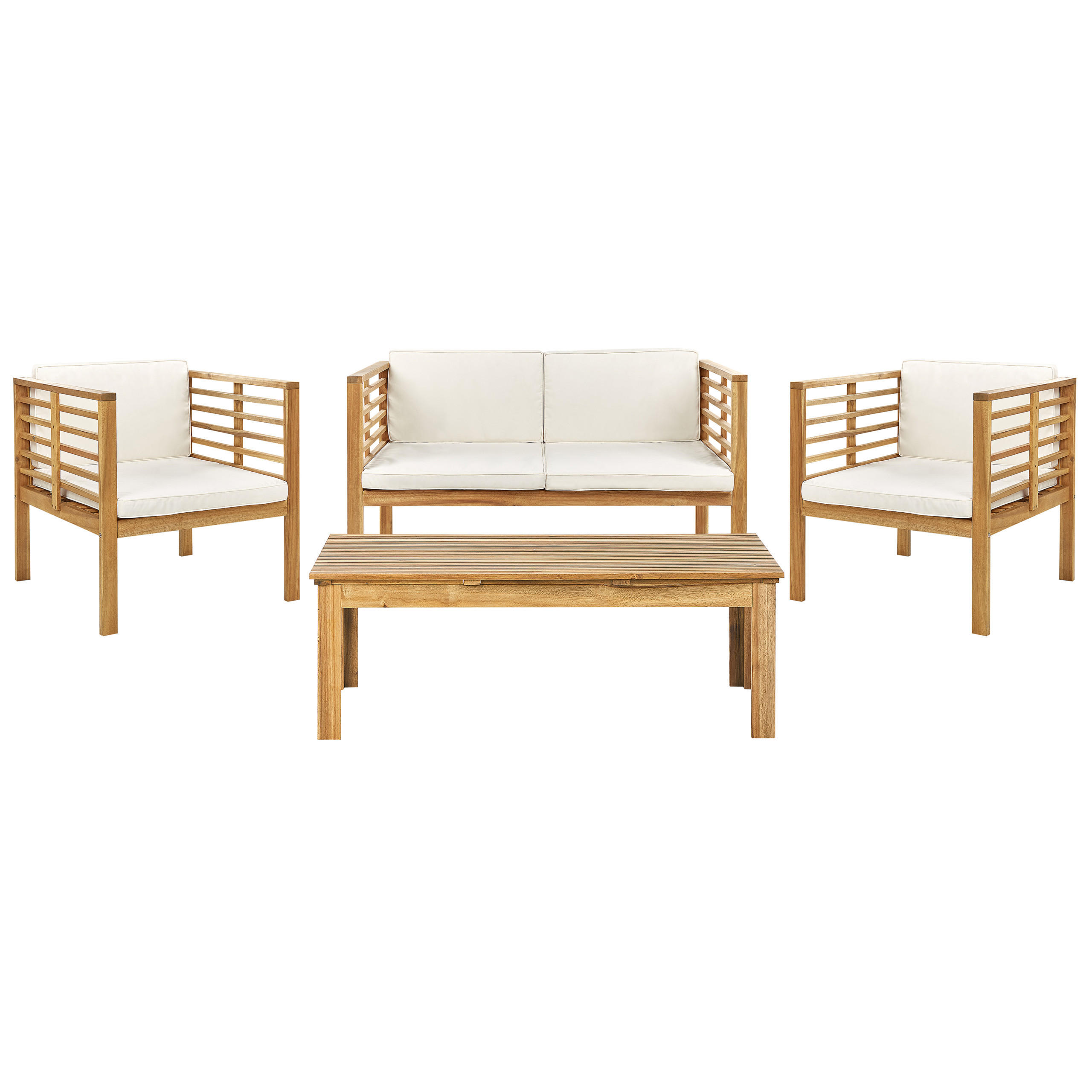 LOUNGE-SET 4-sitzer Akazienholz Cremeweiß Pacific - Creme, Holz - Beliani