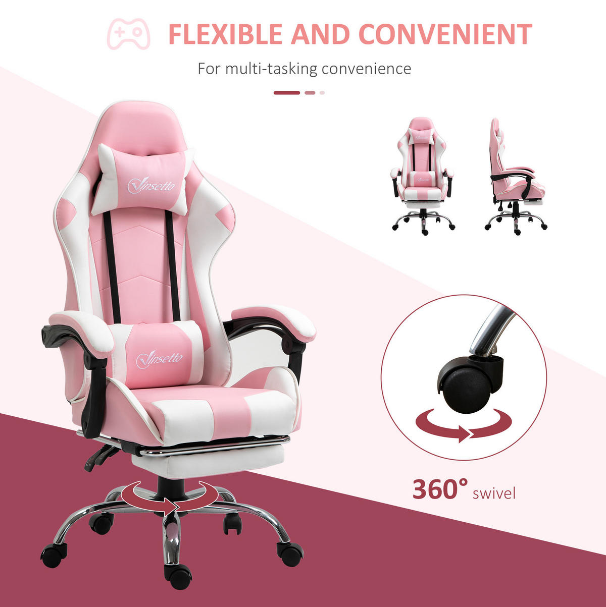GAMINGSTUHL 64/119-127/67 cm Pink aus Schaumstoff höhenverstellbar - Pink, Kunststoff (67/127/64cm) - OKMYHOME