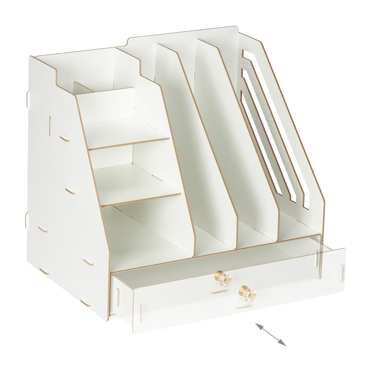 SCHREIBTISCH-ORGANIZER - Weiß, Holzwerkstoff (24/33/29.5cm) - Relaxdays