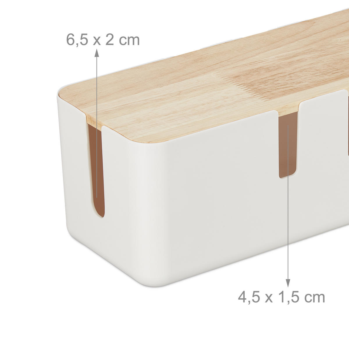 KÁBLA box - biela, drevo/plast (12.5/30/11.5cm) - Relaxdays