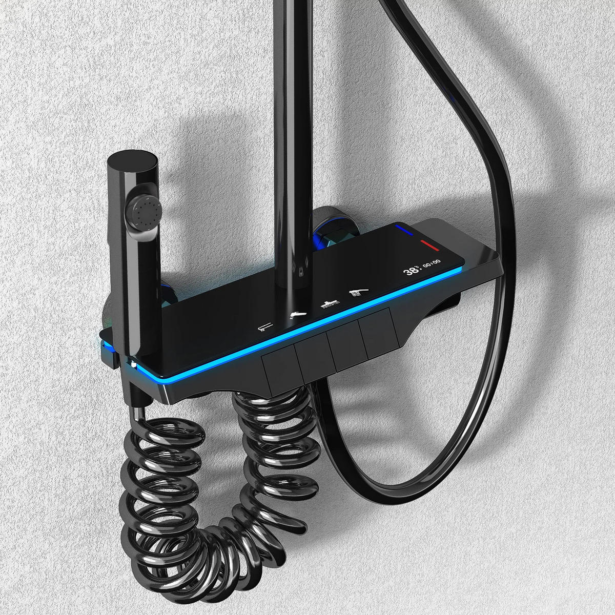 DUSCHGARNITUR Rea Savio Led Black - Schwarz, Metall (28/120/13cm) - REA