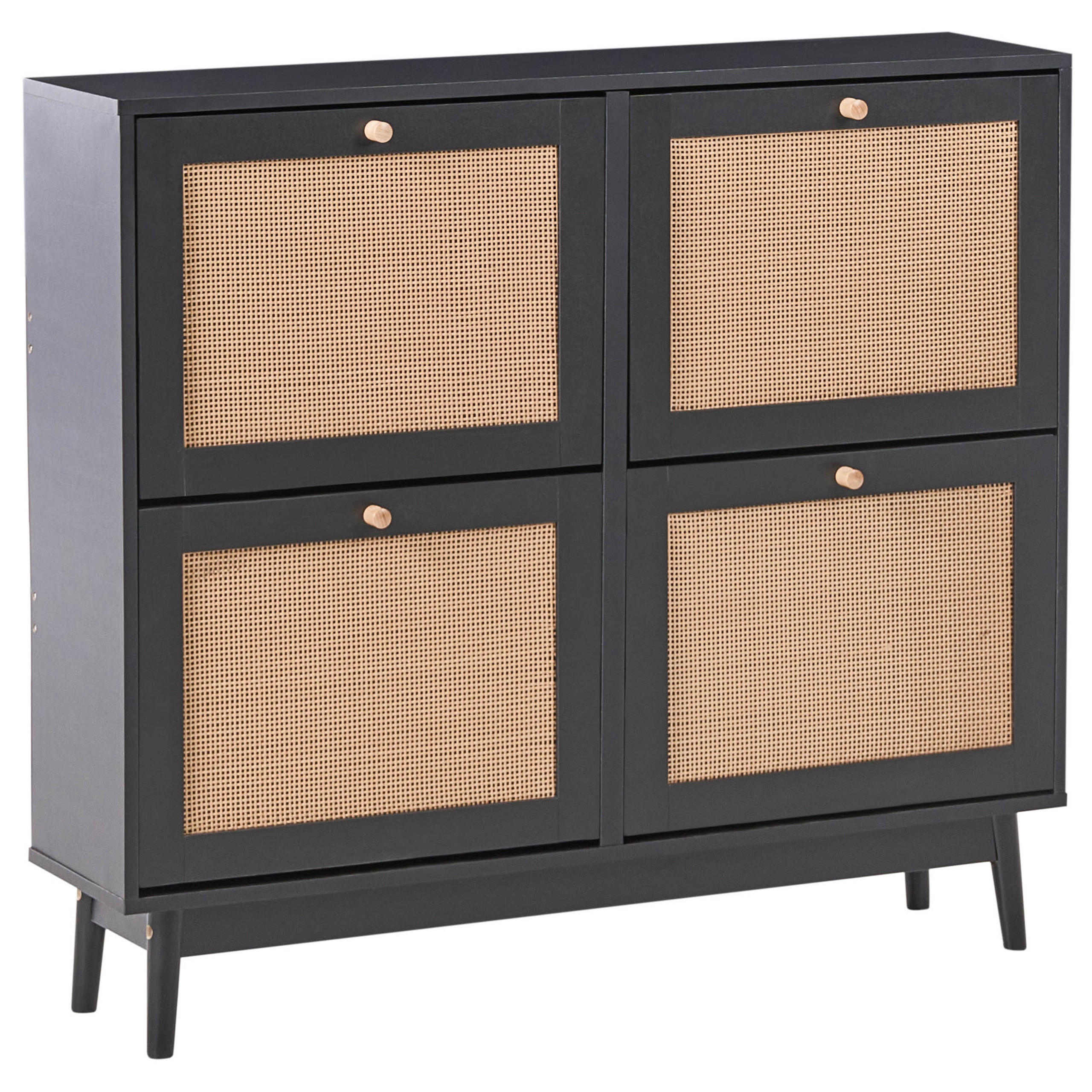 SCHUHSCHRANK Schwarz Armidale - Schwarz/Braun, Holzwerkstoff (106/94/26cm) - Beliani