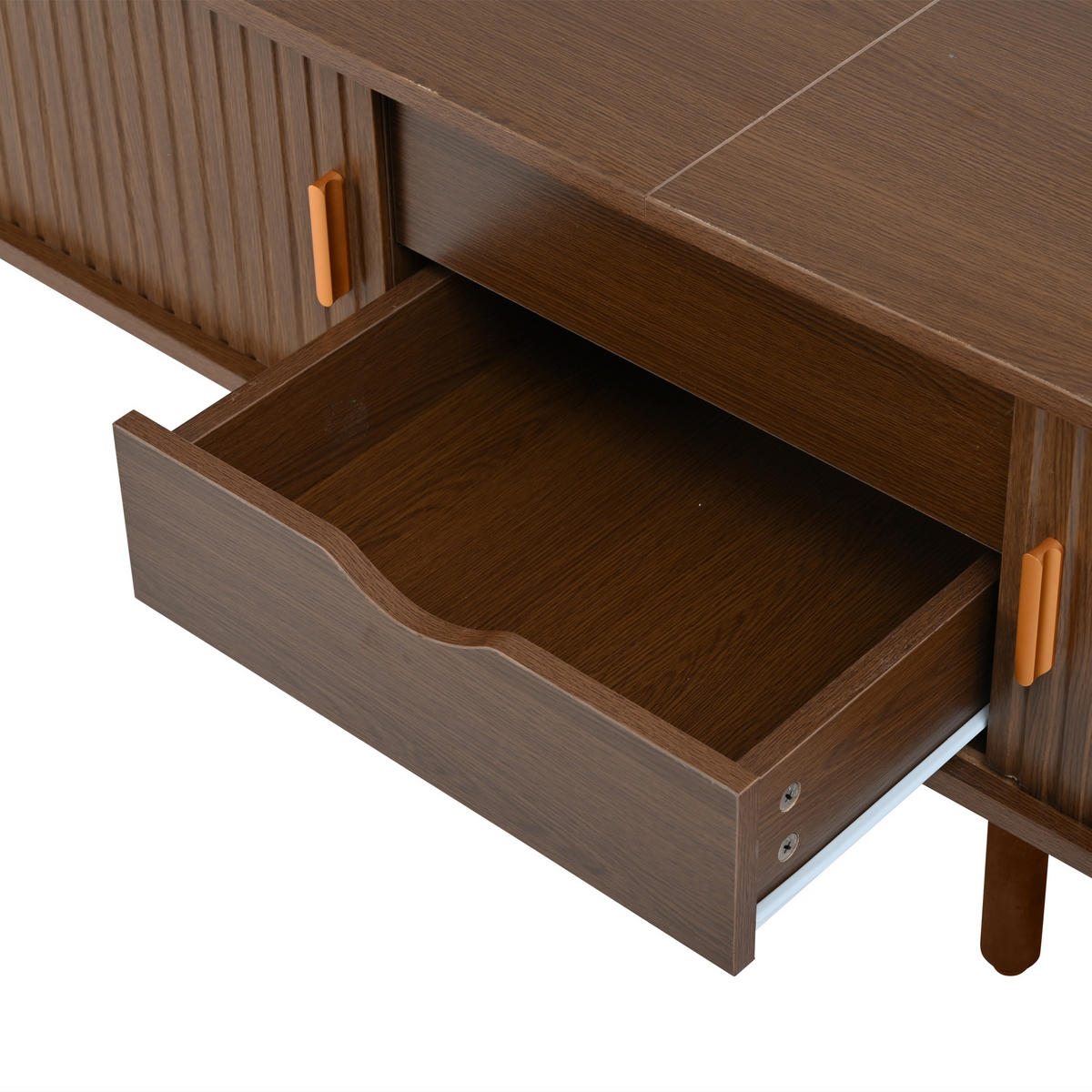 WOHNZIMMER-SET in Walnussfarben mit Schubladen und Teleskoptüren für Wohnzimmer, B175/T40/H42 cm - Walnussfarben, Holz/Holzwerkstoff (175/42/40cm) - STILVORA