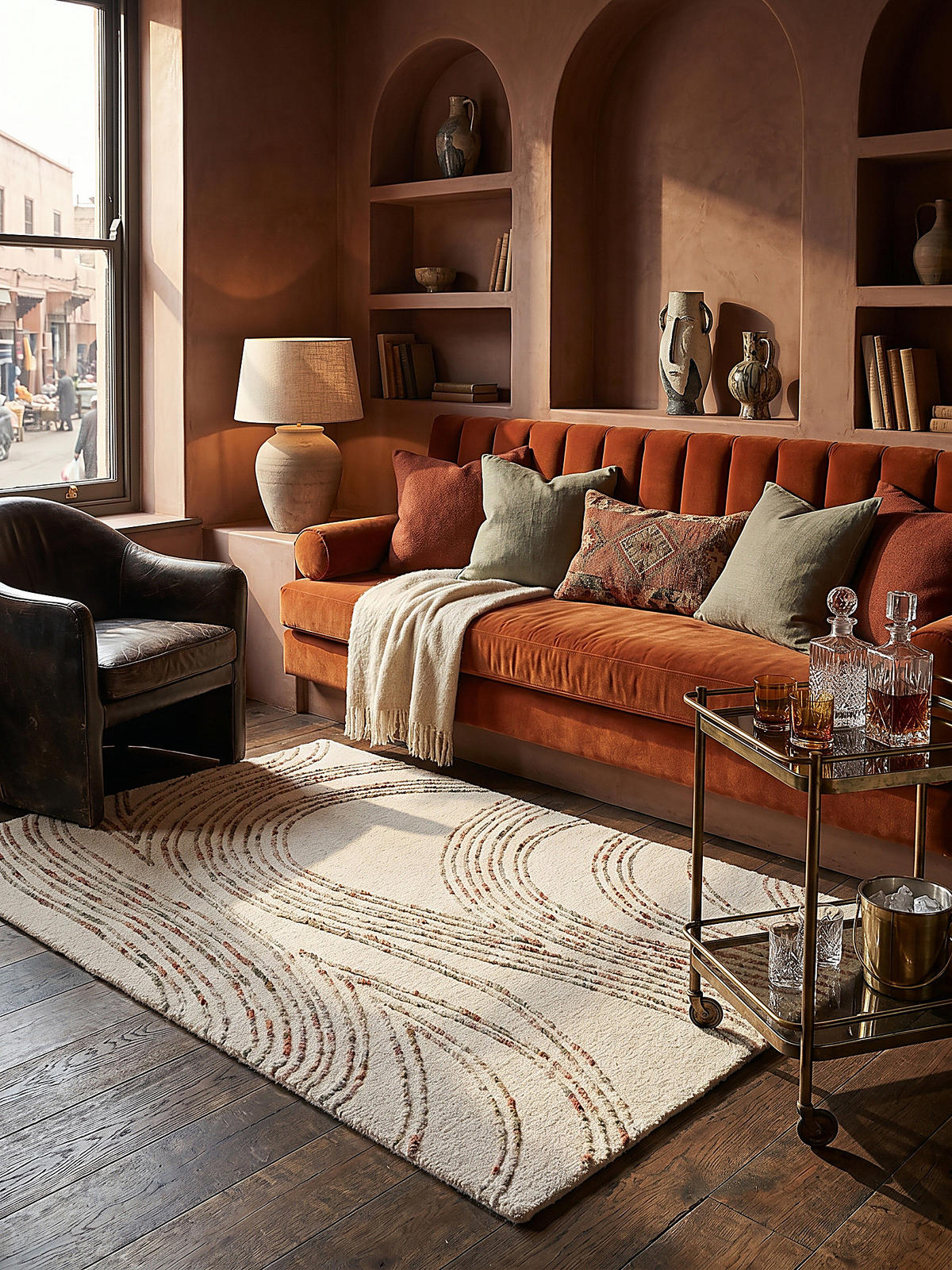 WOLLTEPPICH HUMBER, abstrakt, Natur-Orange, 80 x 150 cm - Naturfarben/Orange, Textil (150/80cm) - KADIMA DESIGN