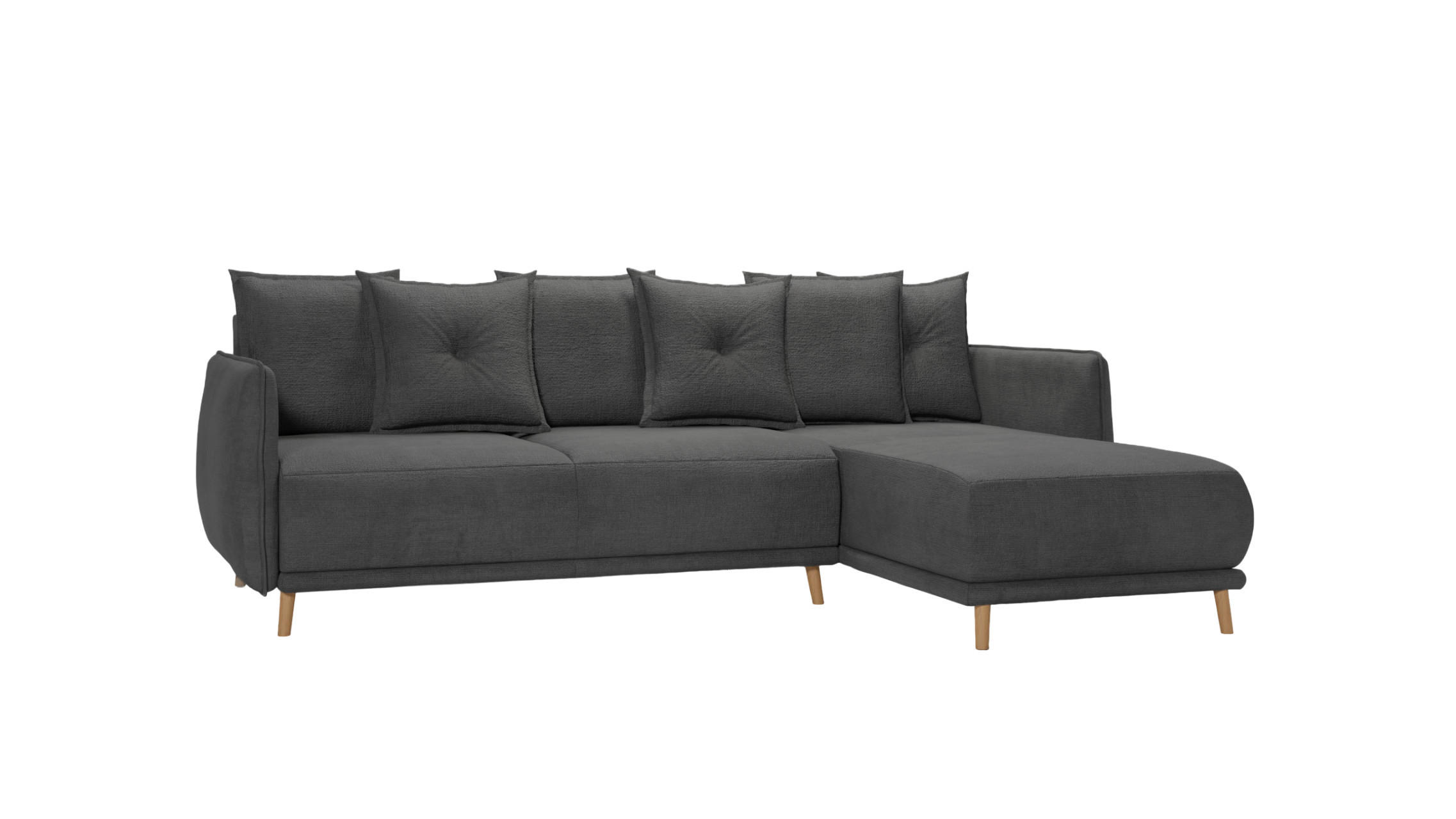 ECKSOFA Chroma Graphit Luxusmicrofaser - Graphitfarben/Braun, Holz/Textil (238/170cm) - S-Style Möbel